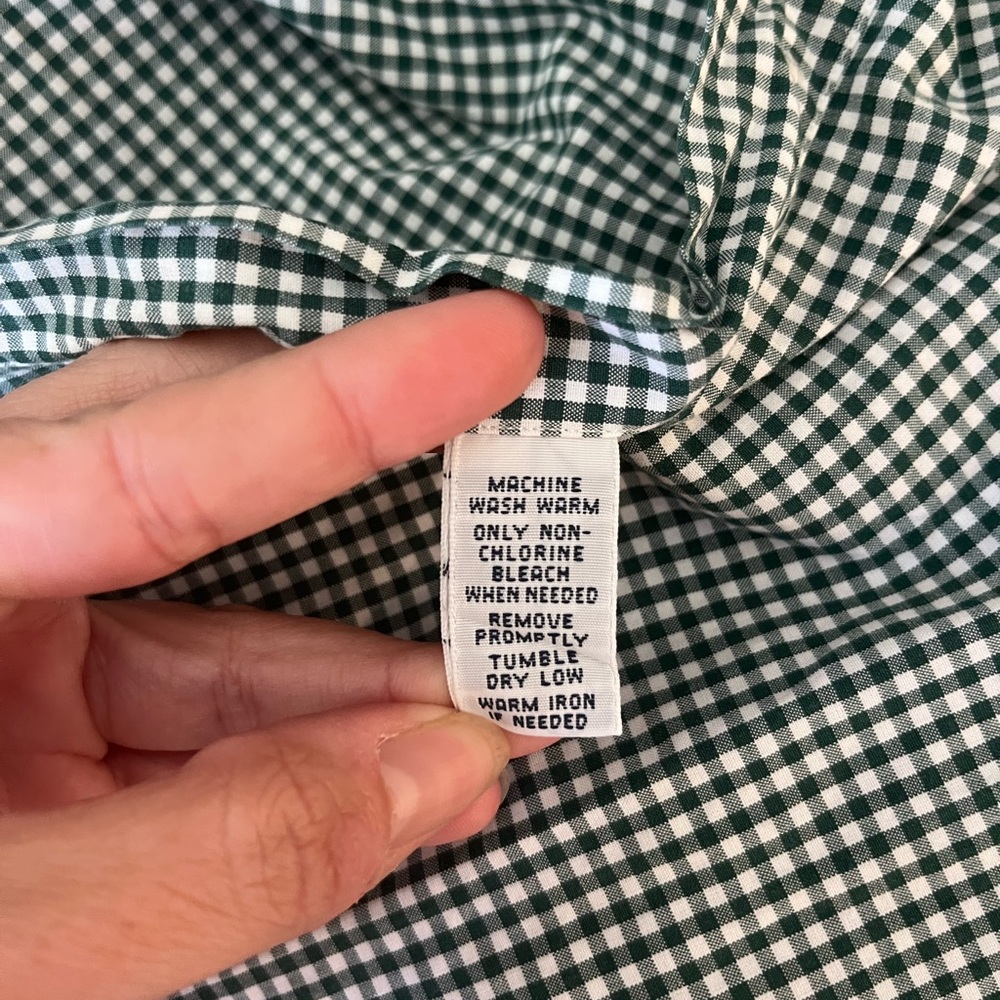 Ralph Lauren Custom Fit Green Gingham Check Button Down Shirt Men’s Size L - Picture 6 of 8